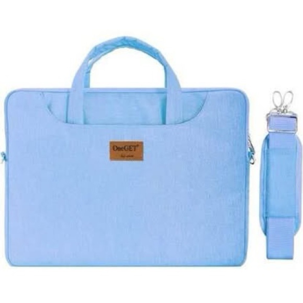 Blue Laptop Bag with Detachable Strap and Handle
